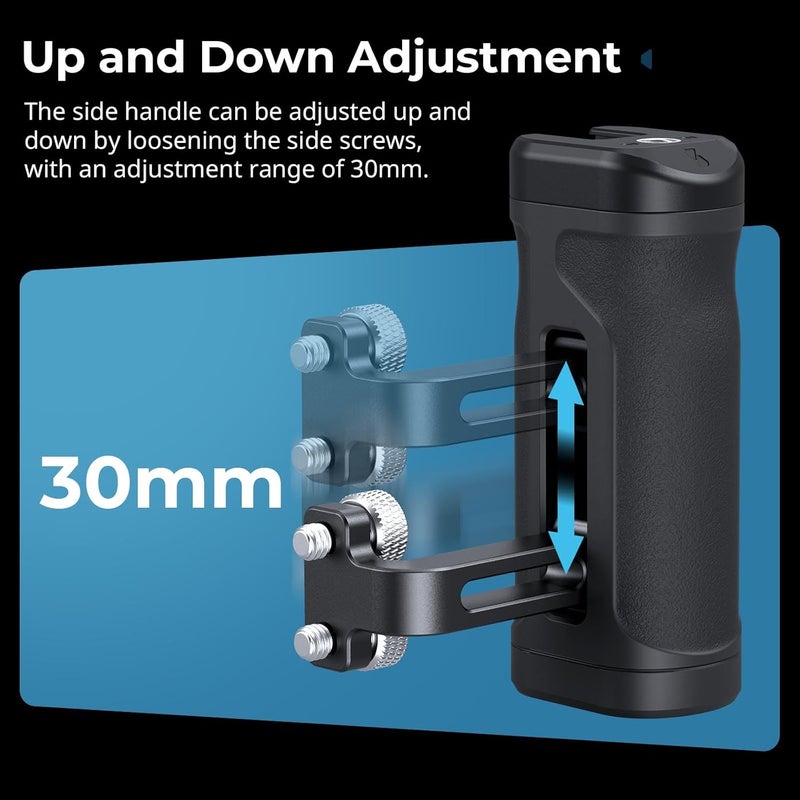 SMALLRIG Lightweight Mini Side Handle Kit with 1/4"-20 Threaded Holes & NATO Clamp, Load Capacity Up to 10kg / 22lbs, Ergonomic Camera Handle for Left or Right Hand, Up and Down Adjustable - Image 5